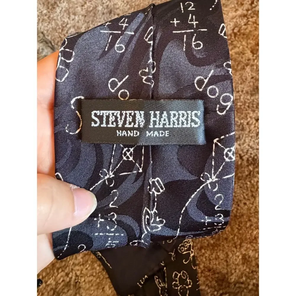Vintage Steven Harris Novelty Math & School Teacher Necktie - Black Chalkboard